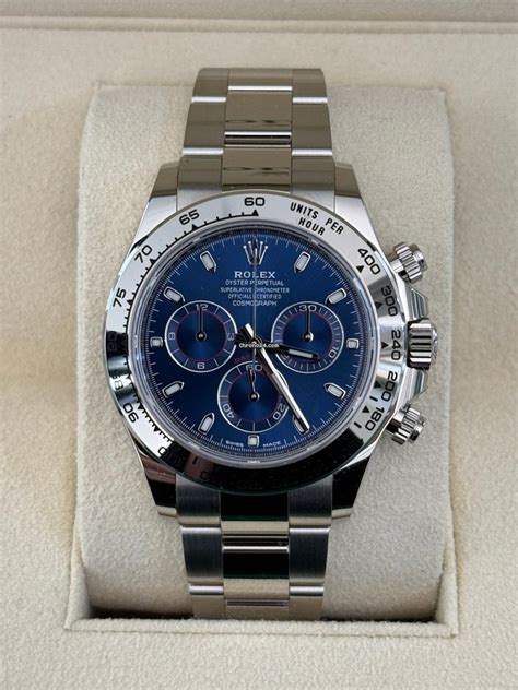 rolex daytona oro bianco blu